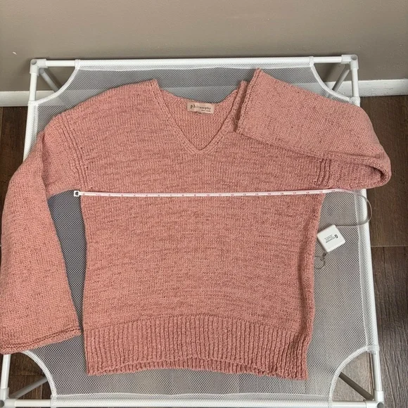 Philosophy Pink Cotton Knit V-Neck Sweater Size Large EUC Soft Oversized Boho - Picture 9 of 12